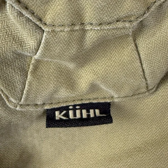 KUHL Cargo Shorts Patina Dye Adjustable Waist 40 x‎ 12" Men's XL/2XL Khaki Gold - Picture 3 of 10
